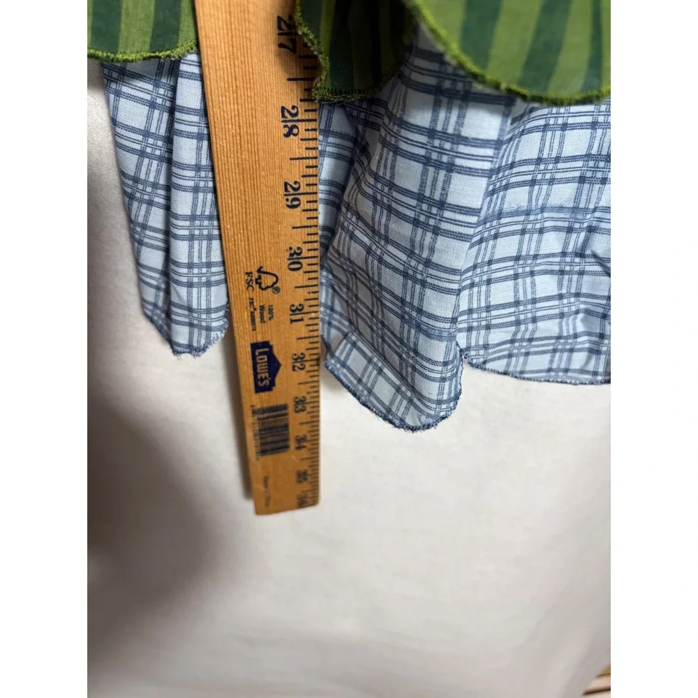 Owl Character Bib Apron Brown‎ Tiered Plaid Striped Ruffle Novelty Cottagecore